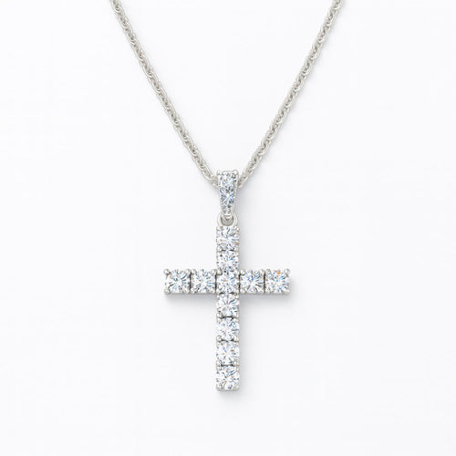 Lyrvex Claw Setting Round Brilliant Cut Cross Pendant VVS1 D Color