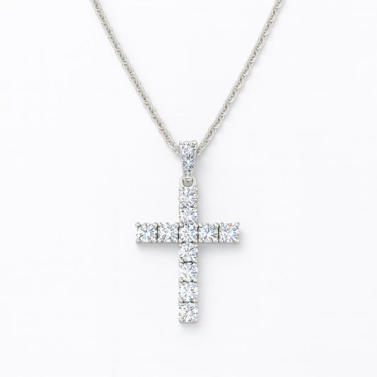 Lyrvex Claw Setting Round Brilliant Cut Cross Pendant VVS1 D Color