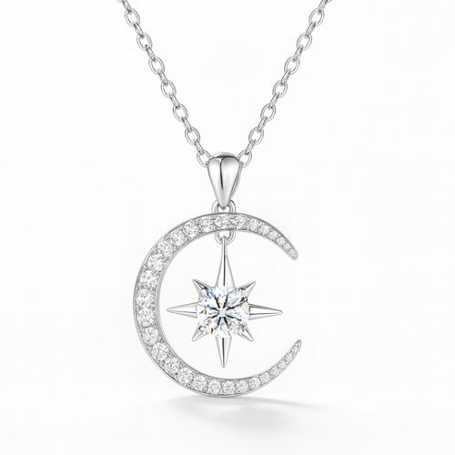 Lyrvex Claw Setting Silver Star Pendant VVS1 D Color 0.5ct