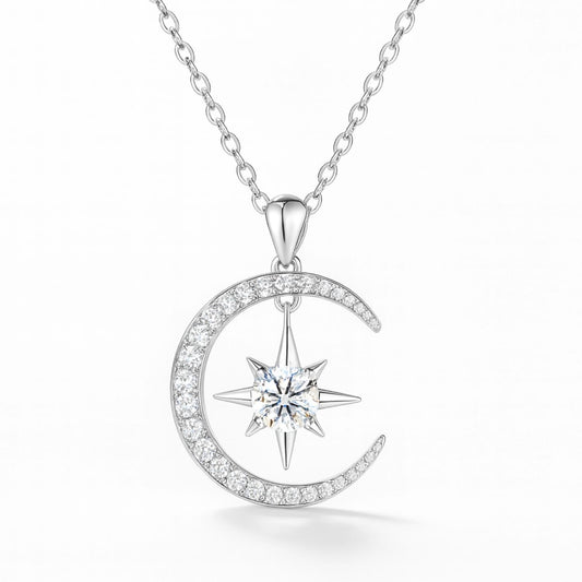 Lyrvex Claw Setting Silver Star Pendant VVS1 D Color 0.5ct