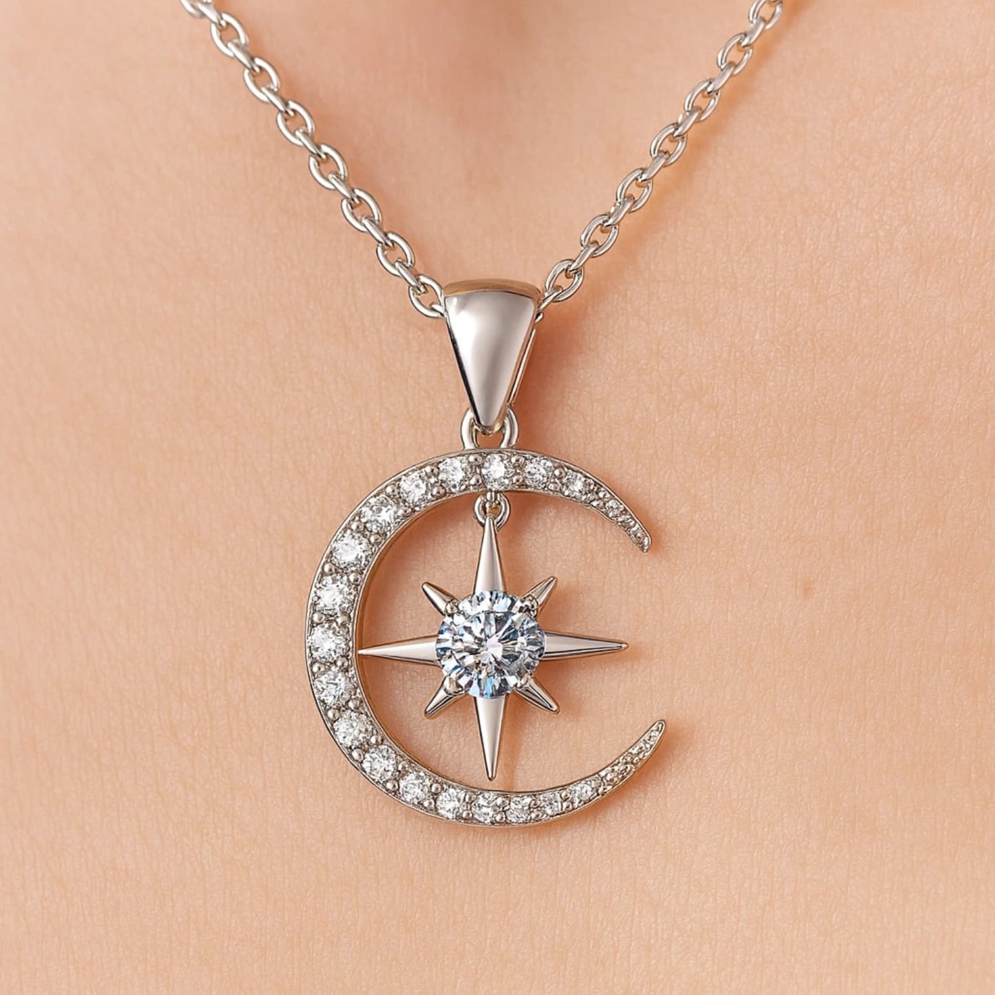 Lyrvex Claw Setting Silver Star Pendant VVS1 D Color 0.5ct