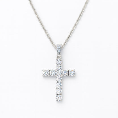 Lyrvex Claw Setting Round Brilliant Cut Cross Pendant VVS1 D Color