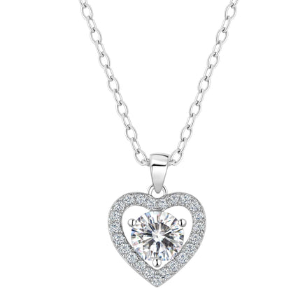 Lyrvex Claw Setting Silver Heart Pendant VVS1 D Color 1ct